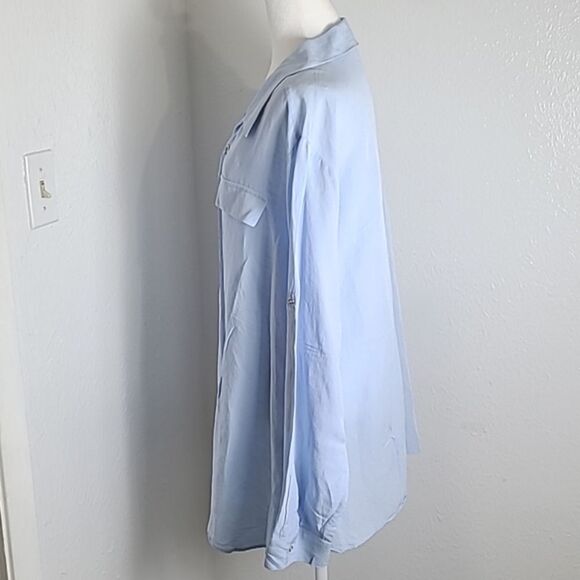 Calvin Klein Light Blue Longsleeve Top with Lace-up Front, Size 2X - Picture 7 of 10
